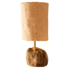 Hjra Table Lamp, Handspun and Handwoven lampshade, Made of Local Rock and Reed
