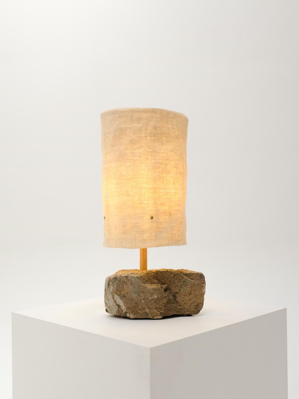 Hand-Woven Hjra Table Lamp Large, Handspun, Handwoven wool Lampshade, Made of Rock & Reed For Sale