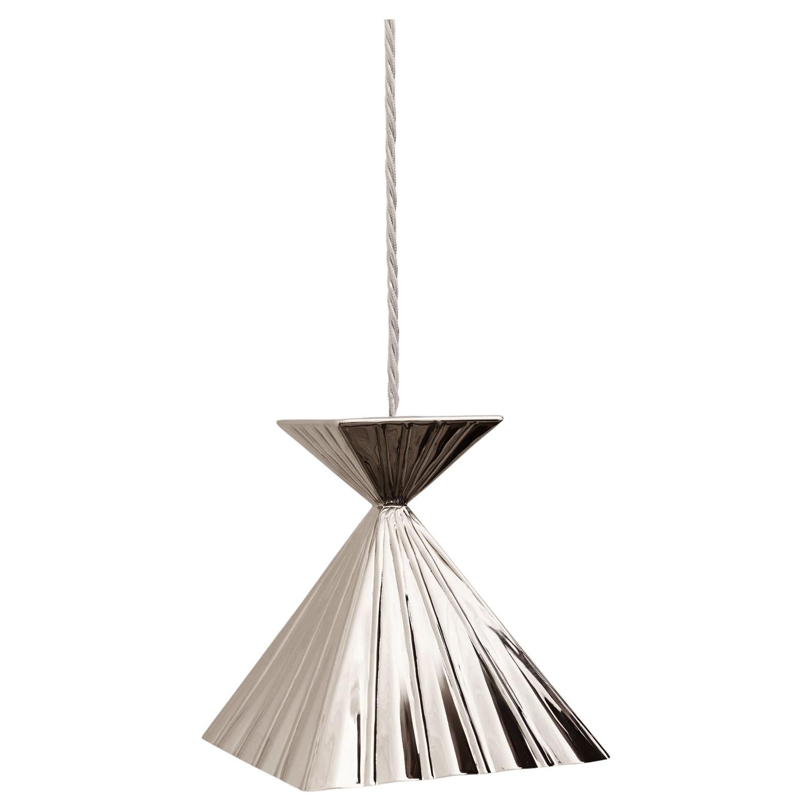 Art Déco HK14 Lampada a sospensione in ottone nichelato con velluto, HK X DUNLIN in vendita