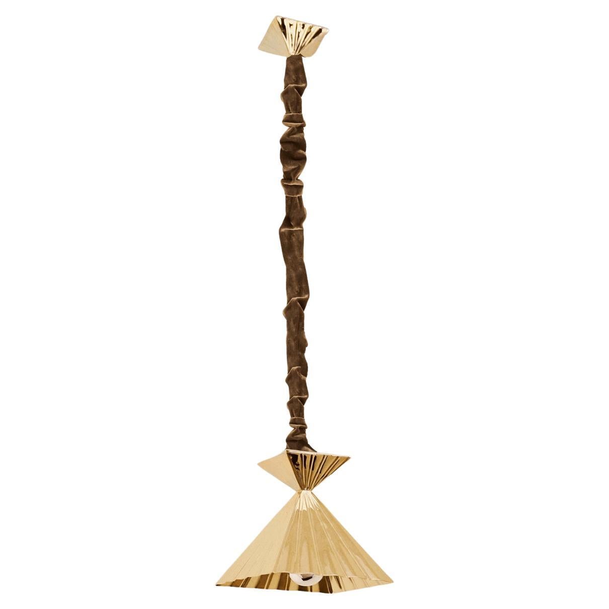 HK14 Lampada a sospensione in ottone lucido con velluto, HK X DUNLIN