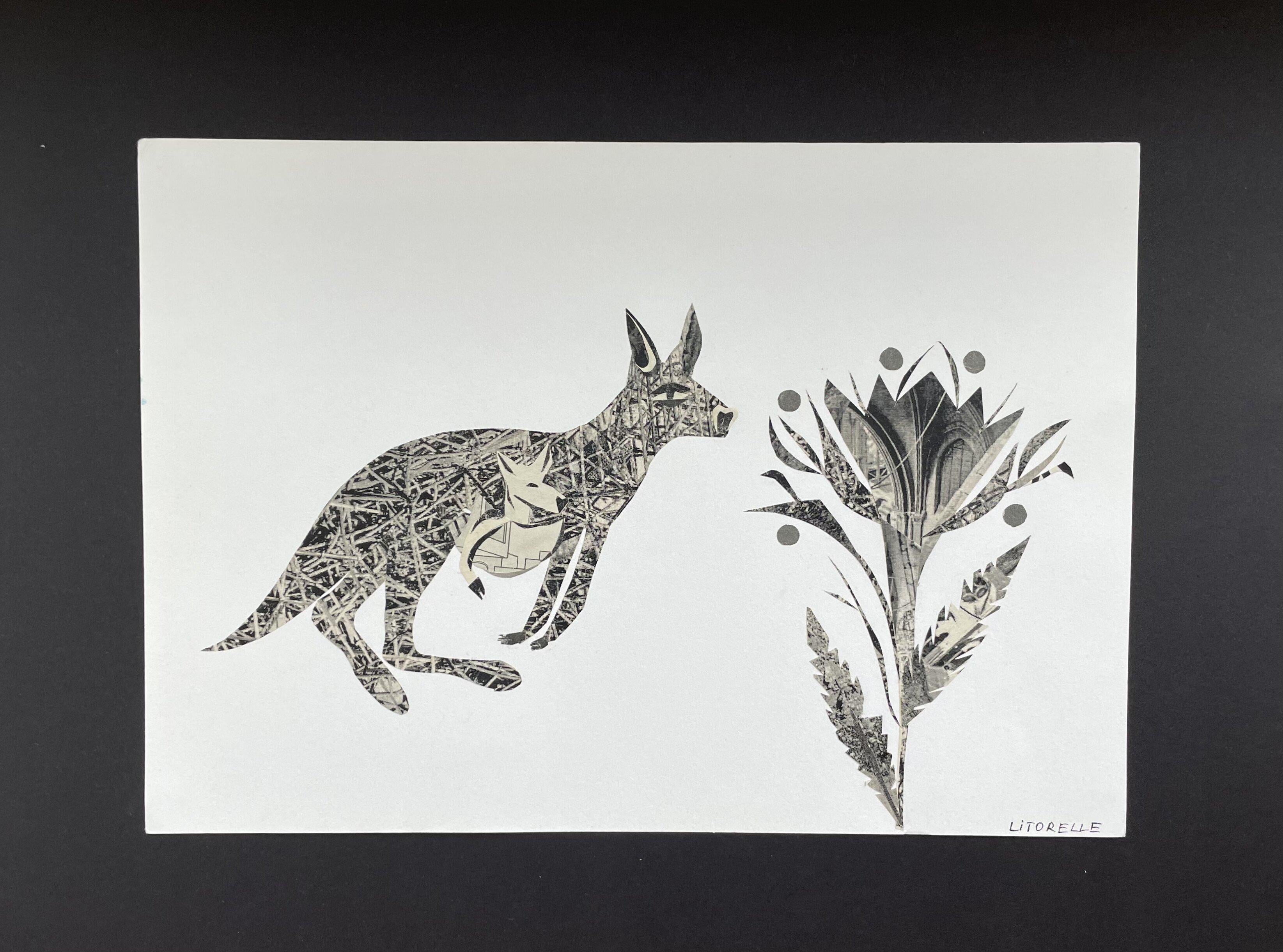 Kangaroo - Mixed Media Art by Hélène Litorelle