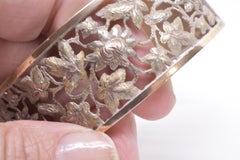 Bracelet manchette en feuilles de chêne percées en argent et or, HM 1883