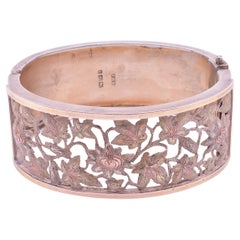 HM 1883 Silver and Gold Pierced Oak Leaf Cuff Bracelet
