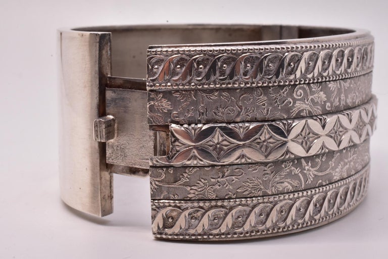 HM 1884 Sterling Bangle Bracelet with Raised Arabesque Patterns For ...