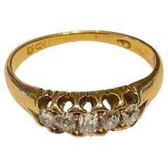 Antique HM 1895 Chester 18K Five Stone cushion cut diamond  Ring