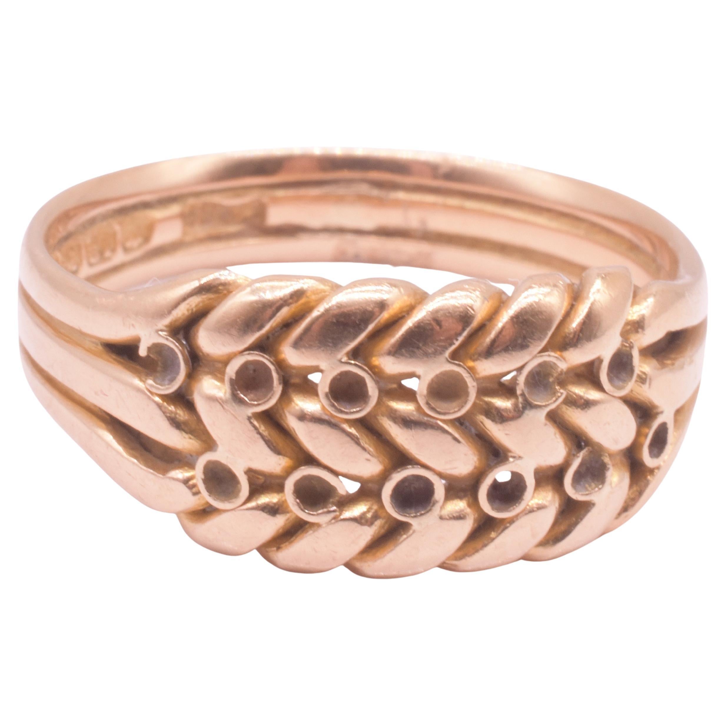 HM 1901 18K viktorianischen geflochtenen "Keeper" oder "Illusion "Band Ring im Angebot