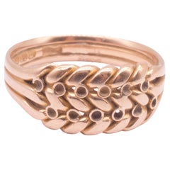HM 1901 18K viktorianischen geflochtenen "Keeper" oder "Illusion "Band Ring