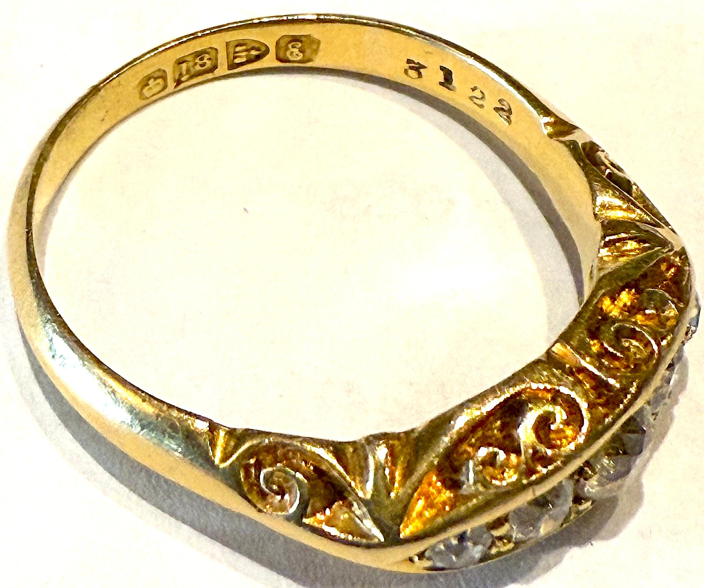 HM 1905 Chester 18K Fünfstein-Diamantring mit Kissenschliff im Kissenschliff 4.2 g im Angebot 3
