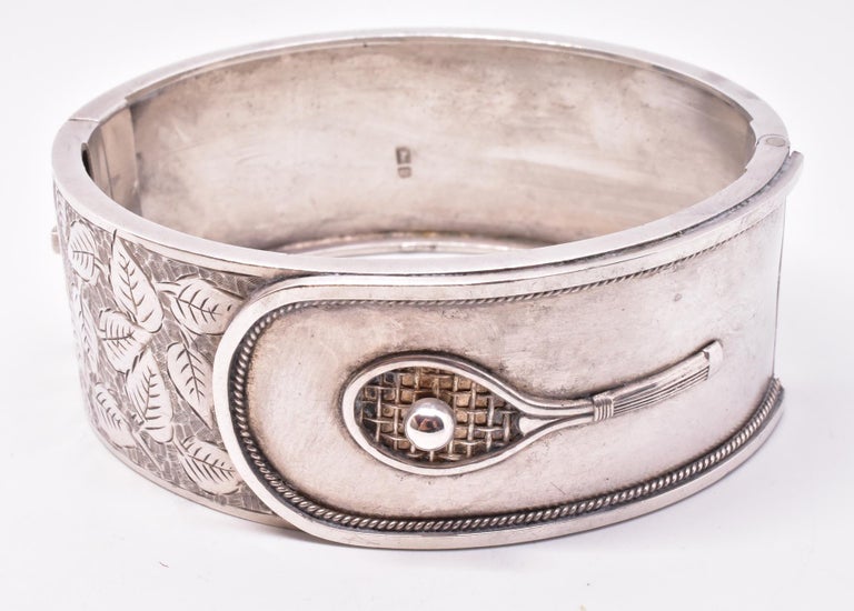 HM 1911 Sterling Tennis Cuff Bracelet For Sale at 1stDibs