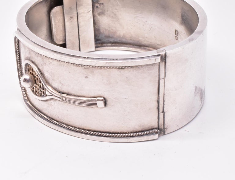 HM 1911 Sterling Tennis Cuff Bracelet For Sale at 1stDibs