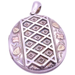 HM B'ham 1890 Sterling Locket with 2 Color Gold Leaves