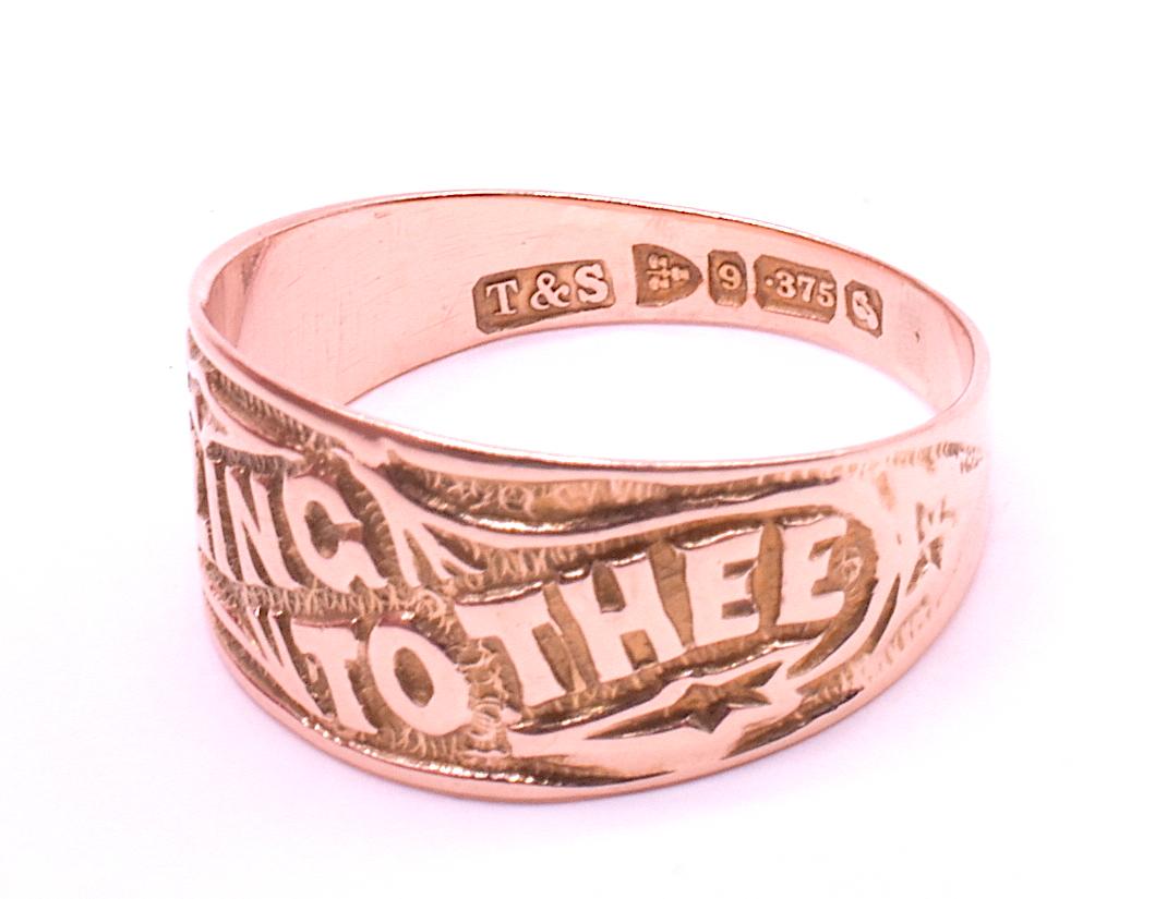 HM Chester 1909, 9K „I Cling to Thee“ Sentimental Message Ring Damen