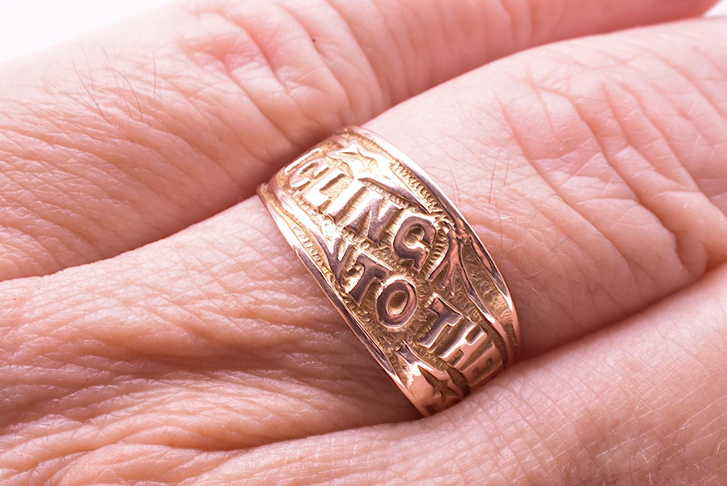 HM Chester 1909, 9K „I Cling to Thee“ Sentimental Message Ring 1