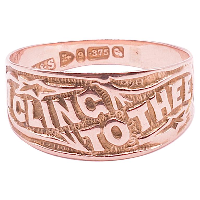 HM Chester 1909, 9K "I Cling to Thee" Sentimental Message Ring