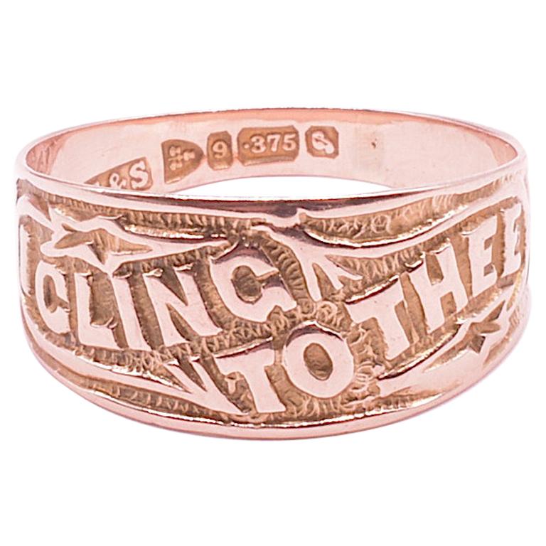 HM Chester 1909, 9K "I Cling to Thee" Sentimental Message Ring For Sale