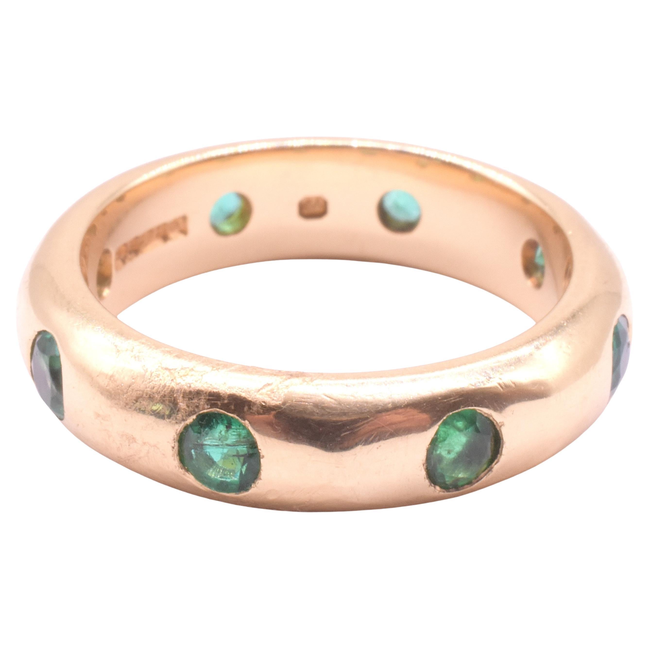 HM LONDON 1993 18K Emerald Set Theo Fennell Gold Band Ring