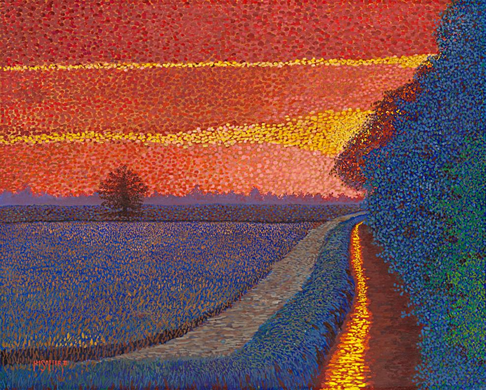H.M. Saffer II, "Field of Dreams III", Pointillist Landscape Oil Painting 