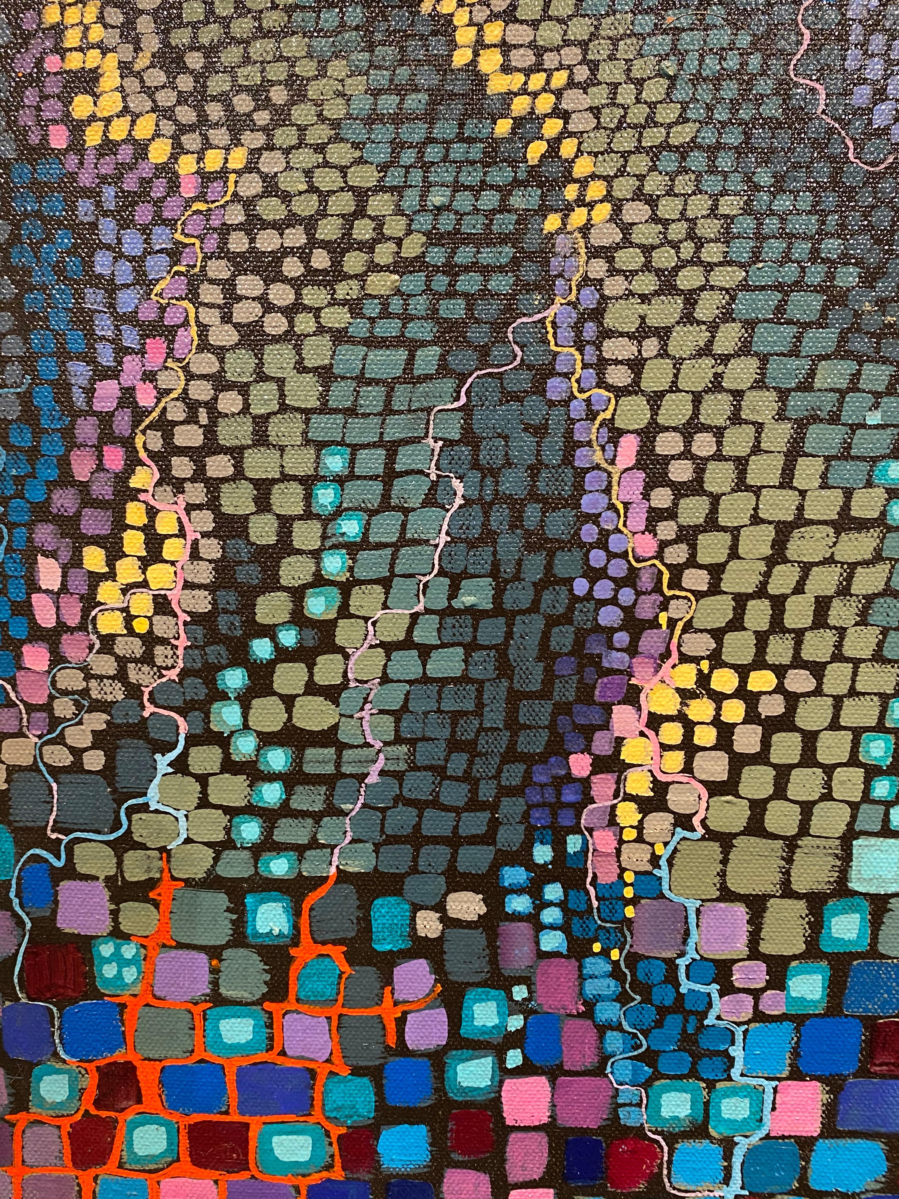 M. H. M. Saffer II, „“Wassertanz IV“, pointillistische Landschaft, Ölgemälde auf Leinwand  im Angebot 2