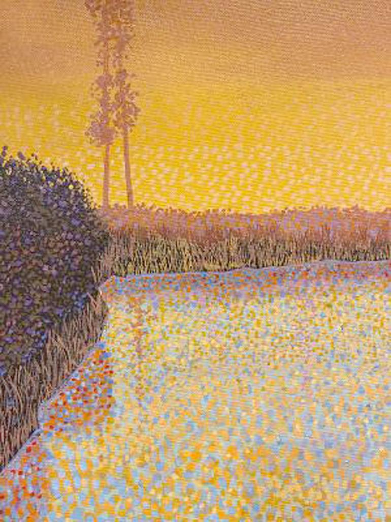 H.M. Saffer II, „Wasserbilder IV“, pointillistische Landschaft, Ölgemälde auf Leinwand  im Angebot 5