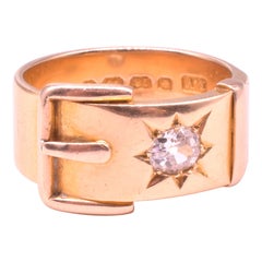 HM Sheffield 1895 18 Karat Wide Buckle Ring with Star Diamond