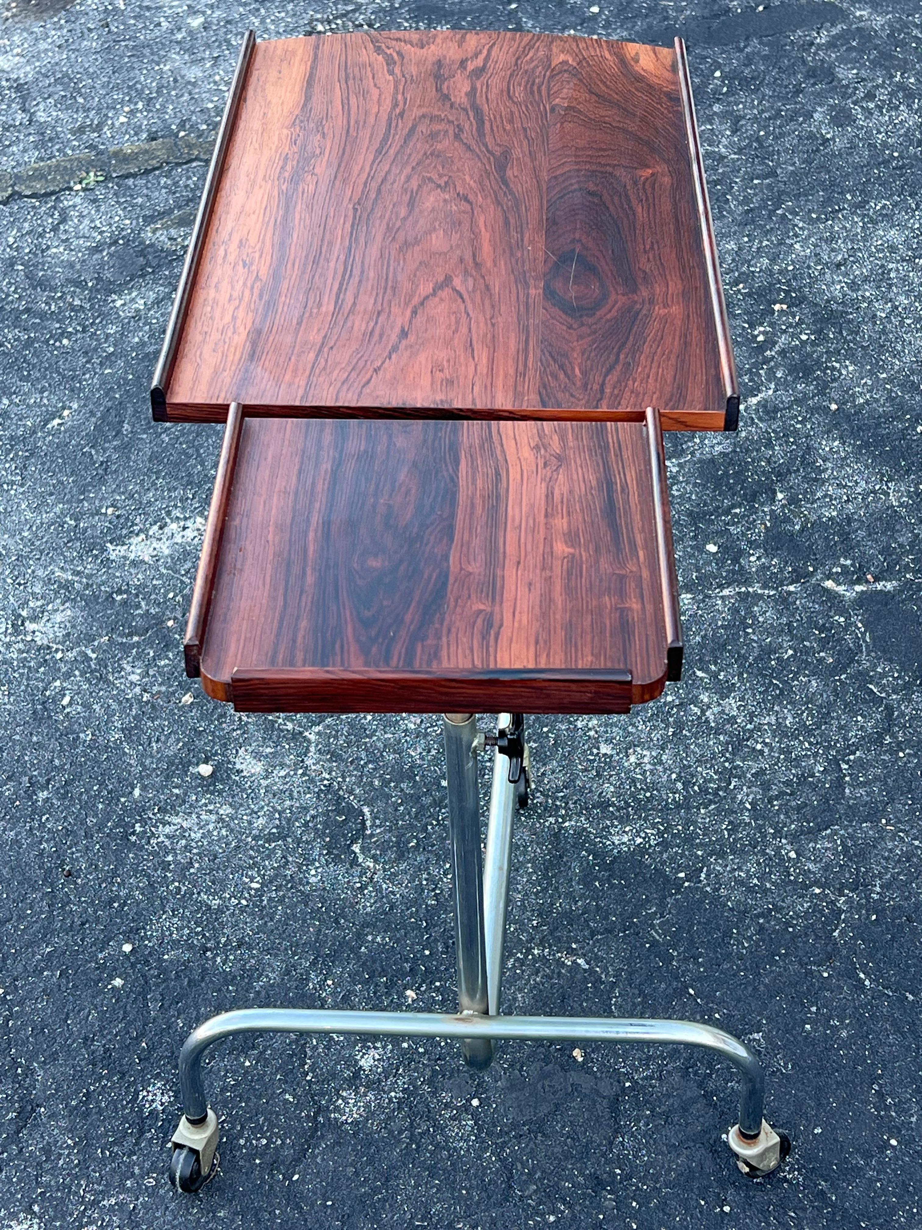 Mid-Century Modern HMN Danish Modernist Table Stand Adjustable Height Rosewood Ca 1960's For Sale