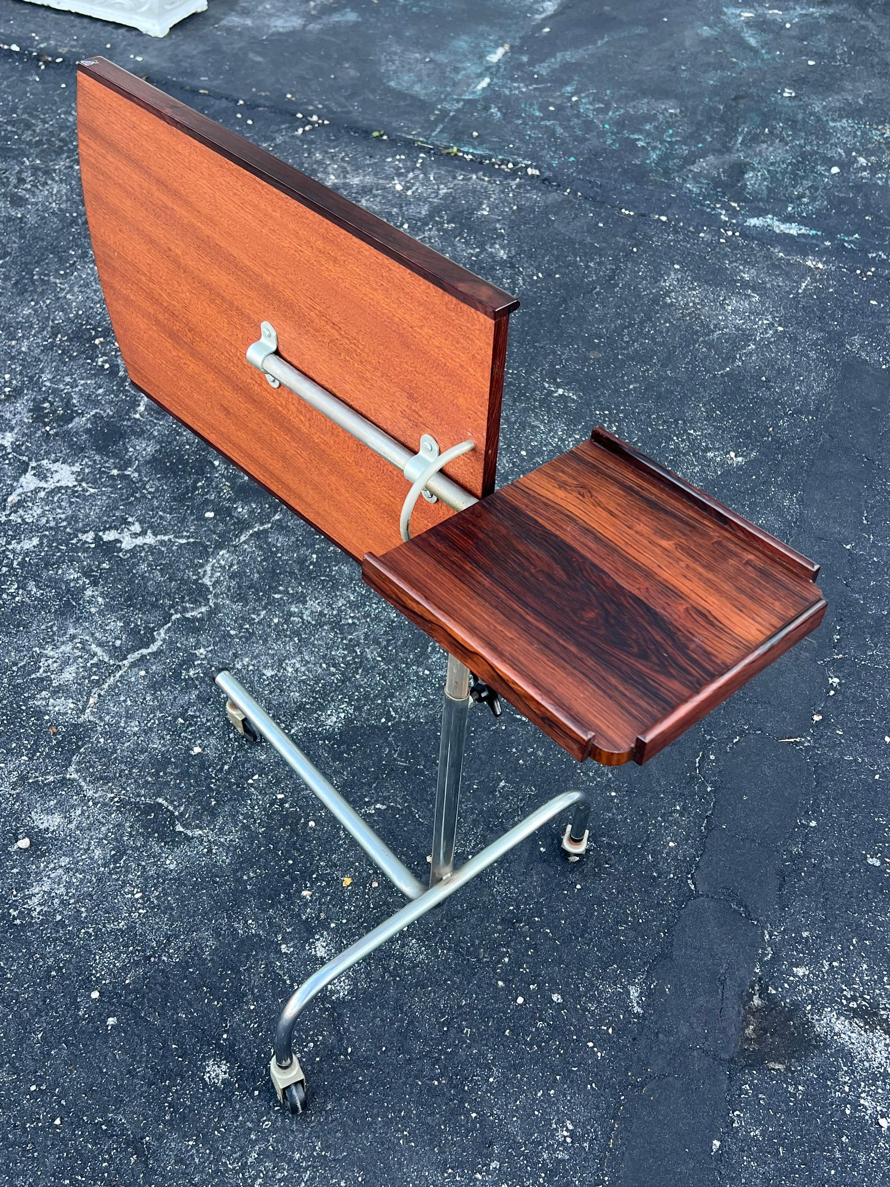 HMN Danish Modernist Table Stand Adjustable Height Rosewood Ca 1960's For Sale 2