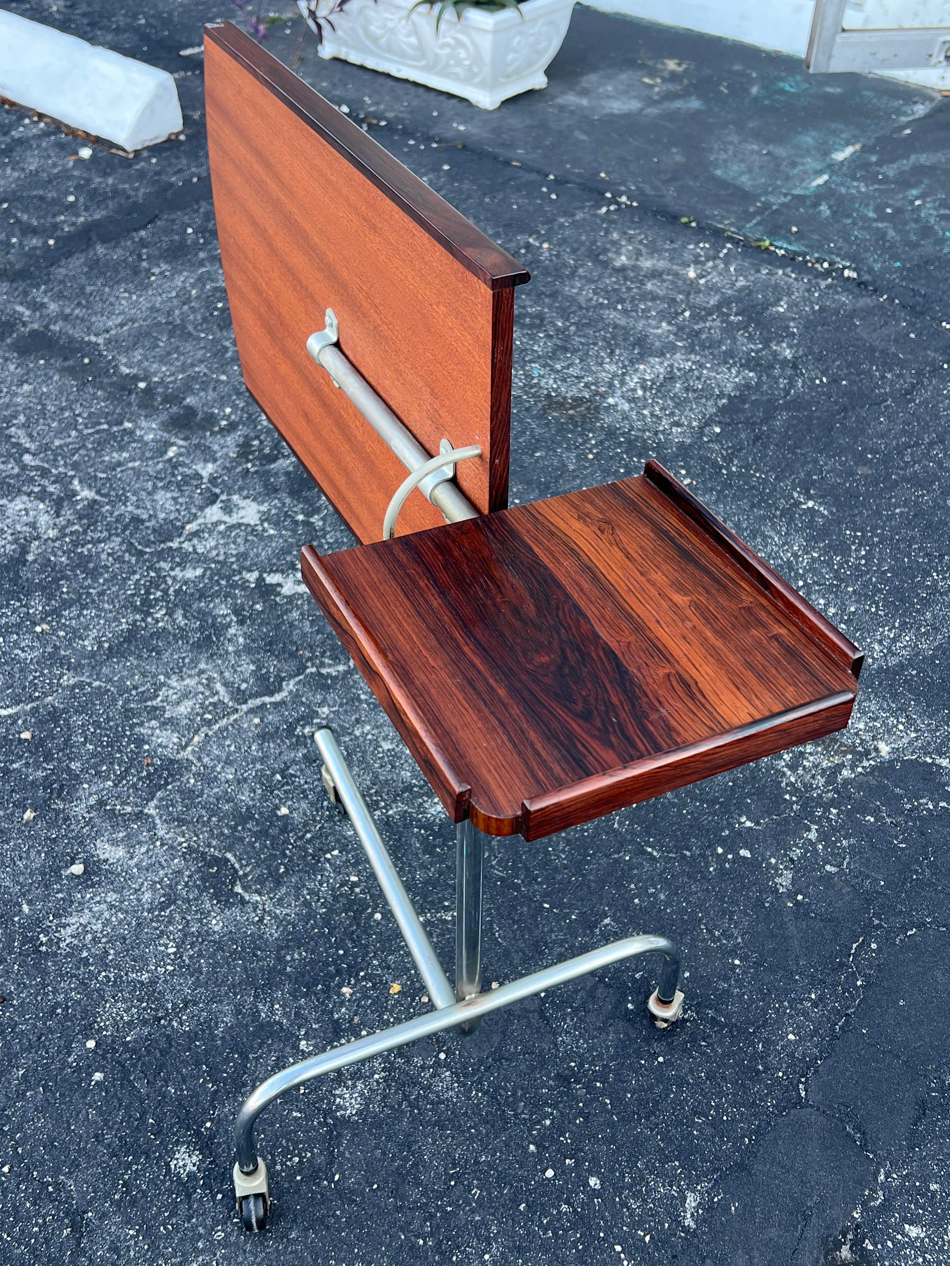 HMN Danish Modernist Table Stand Adjustable Height Rosewood Ca 1960's For Sale 3