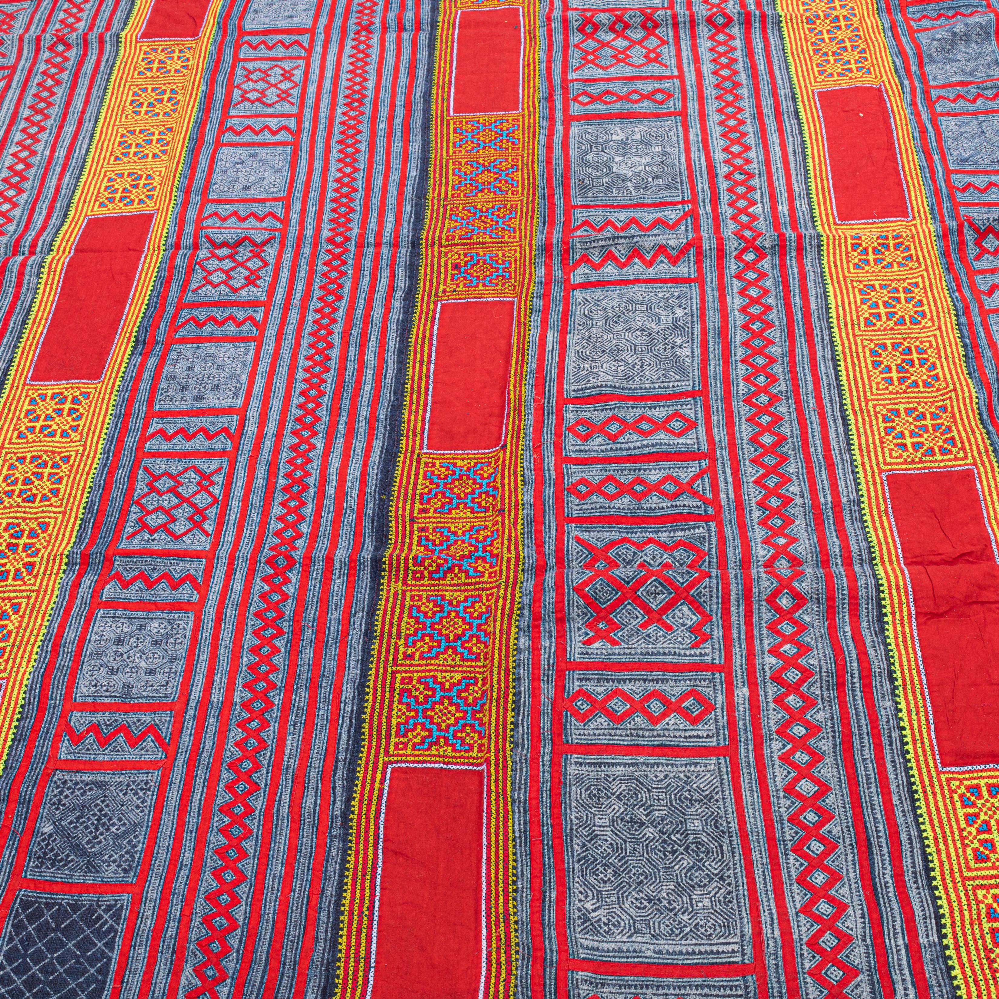 Vietnamese Hmong Batik and embroidery  cover from South East Asia, mid 20th C. For Sale