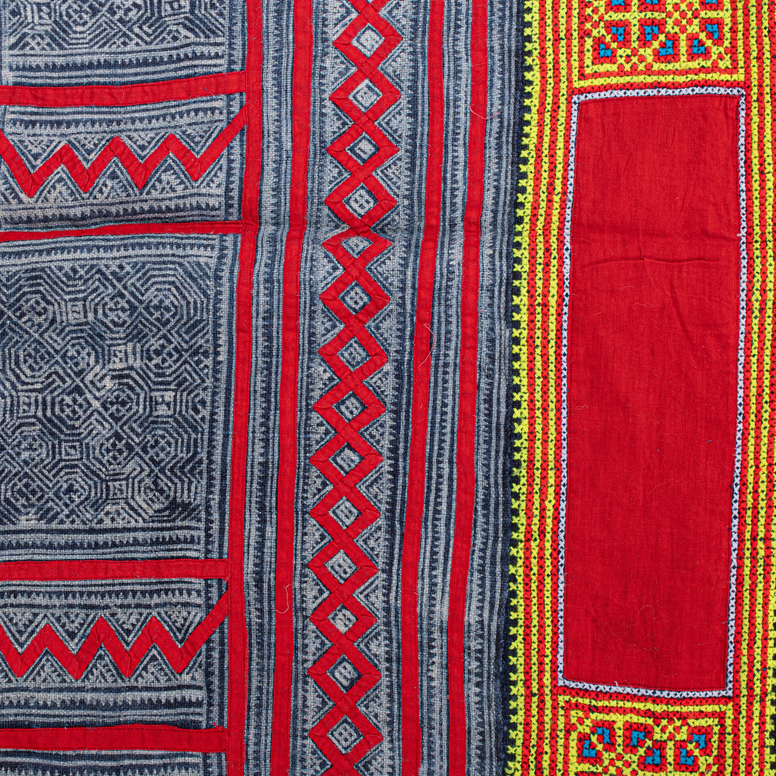 20th Century Hmong Batik and embroidery  cover from South East Asia, mid 20th C. For Sale