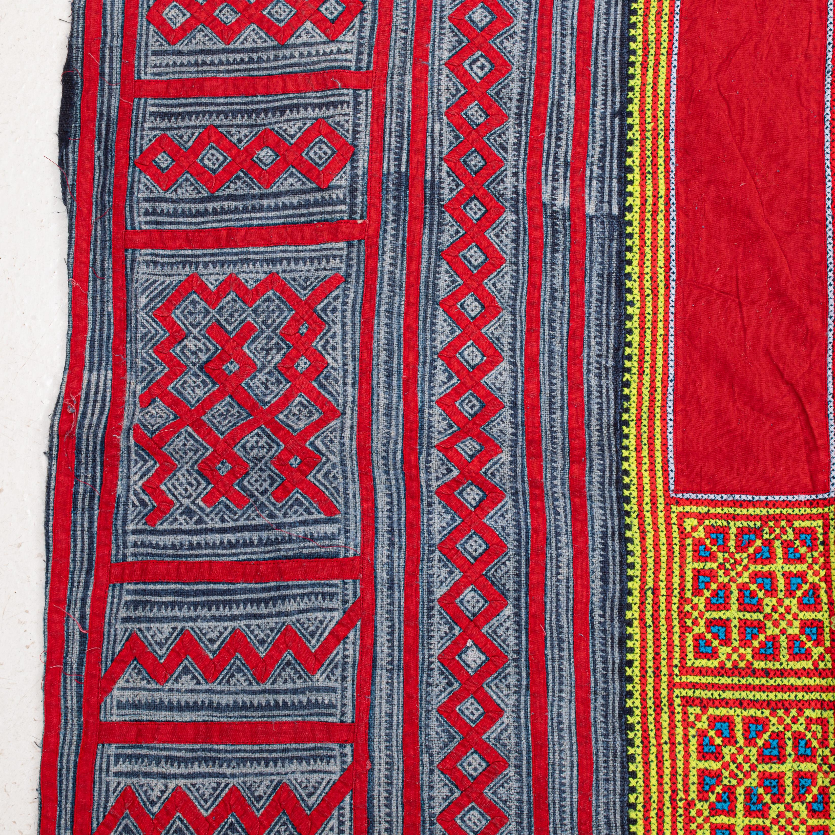Cotton Hmong Batik and embroidery  cover from South East Asia, mid 20th C. For Sale