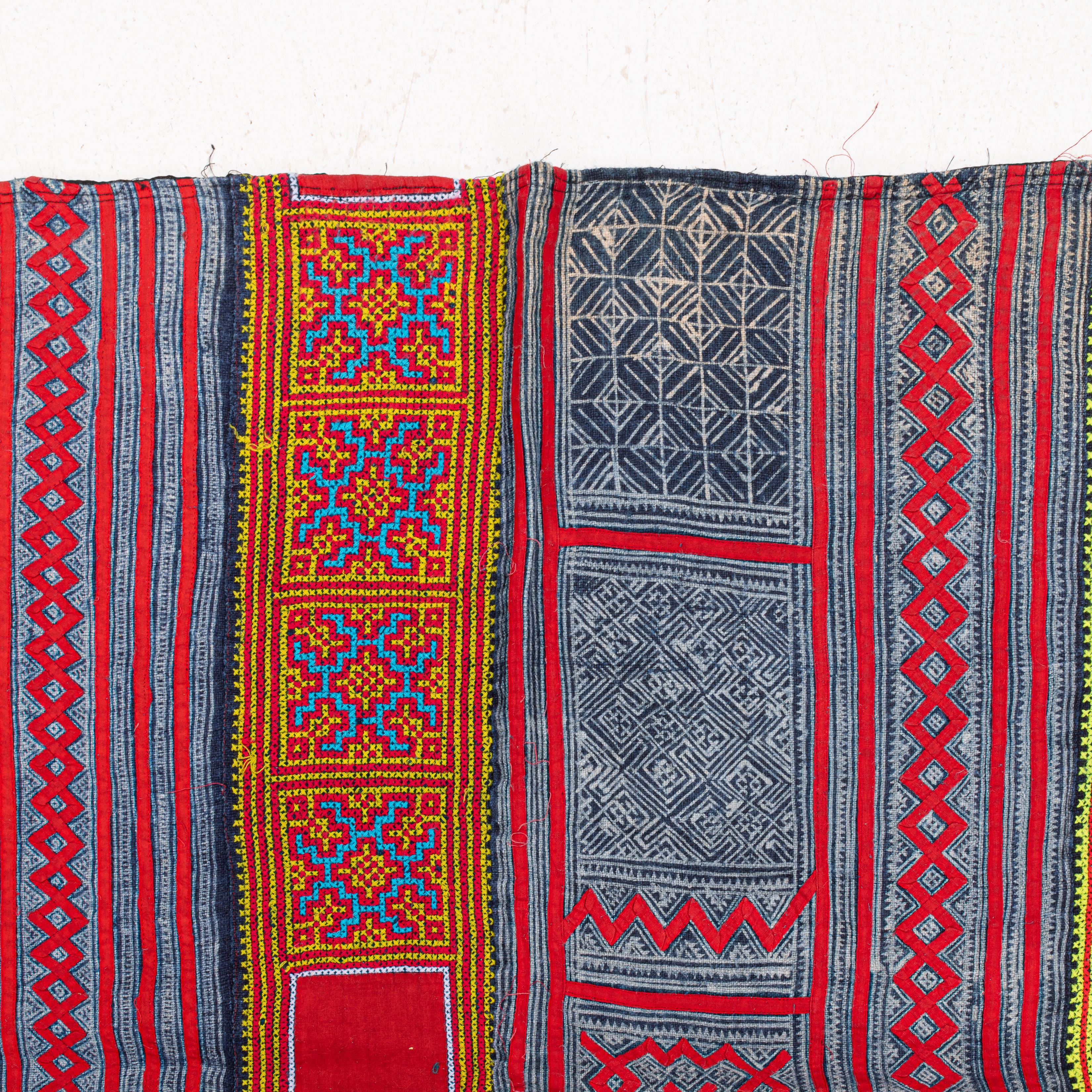 Hmong Batik and embroidery  cover from South East Asia, mid 20th C. For Sale 1