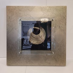 Hmong ethnic framed necklace, silver plated metal, Laos, Thailand