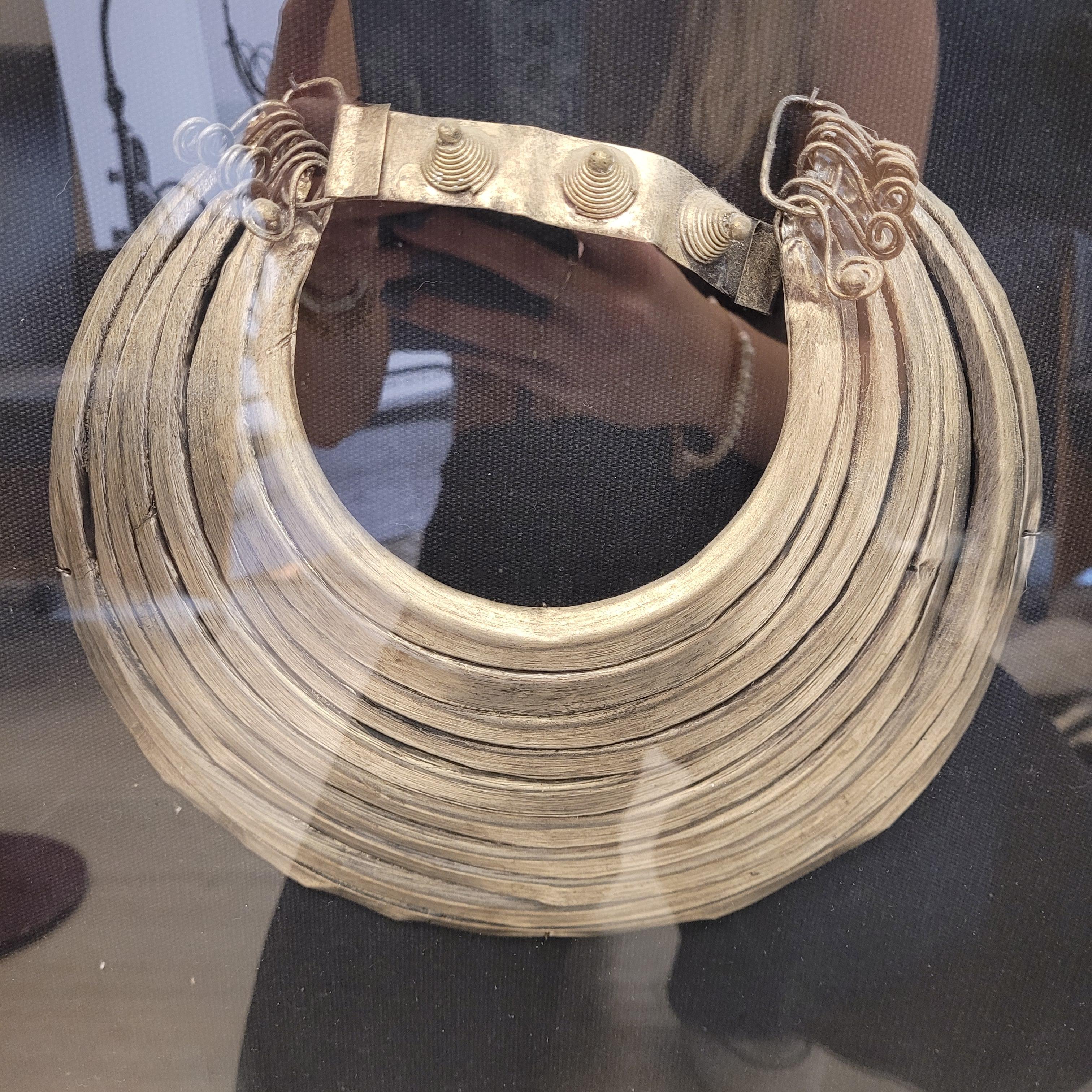 Hmong ethnic framed necklace, silver plated metal, Laos, Thailand For Sale 2