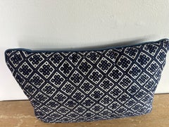 Hmong Indigo Cotton & Linen Pillow with Geometric Design