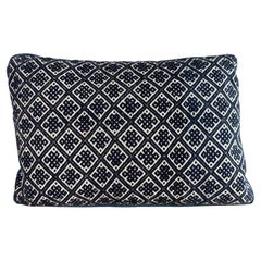 Hmong tribal textile pillow (indigo / geometric)