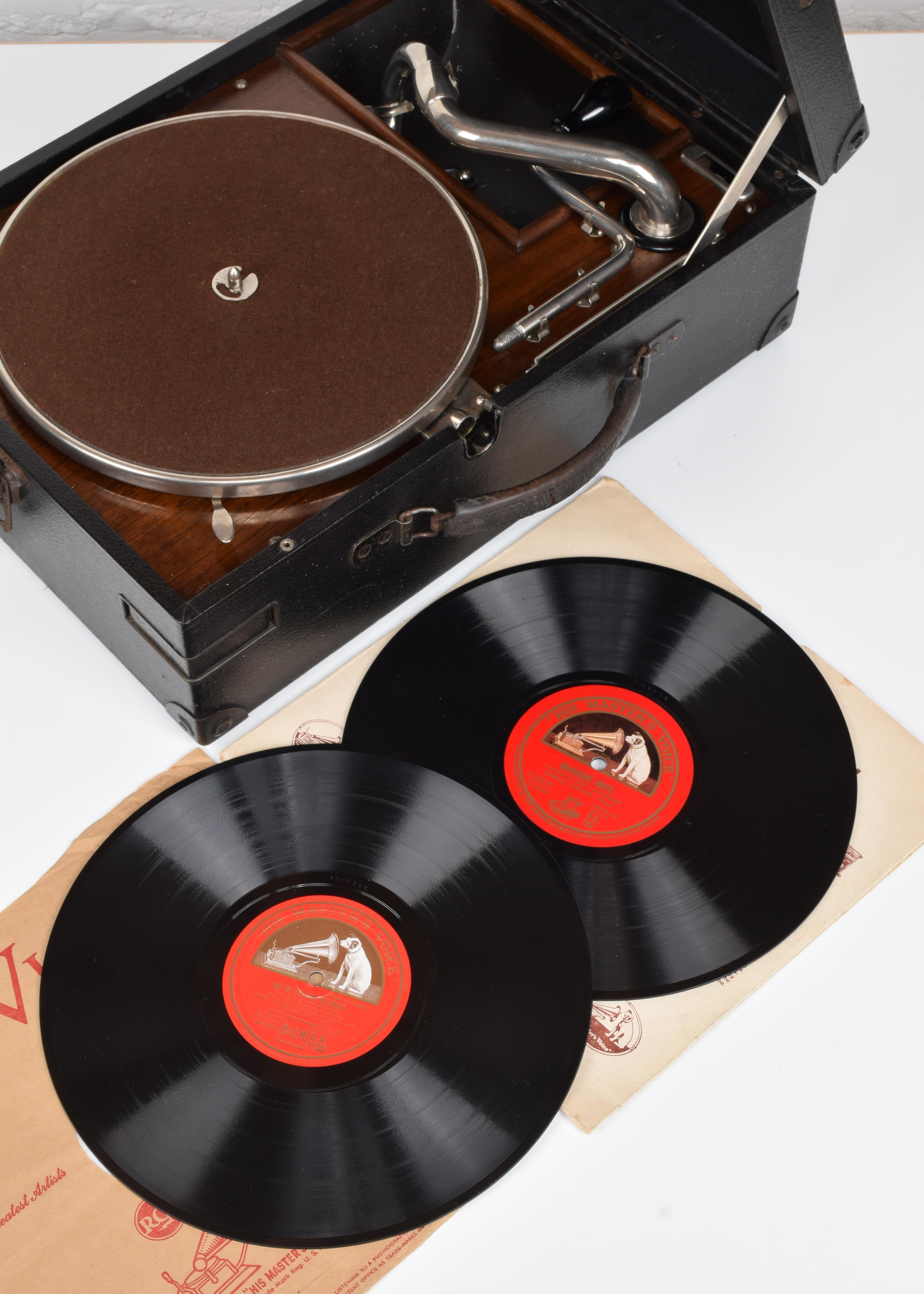 HMV Portable Gramophone 101 with Accessories & Records, Super Working Phonograph 1