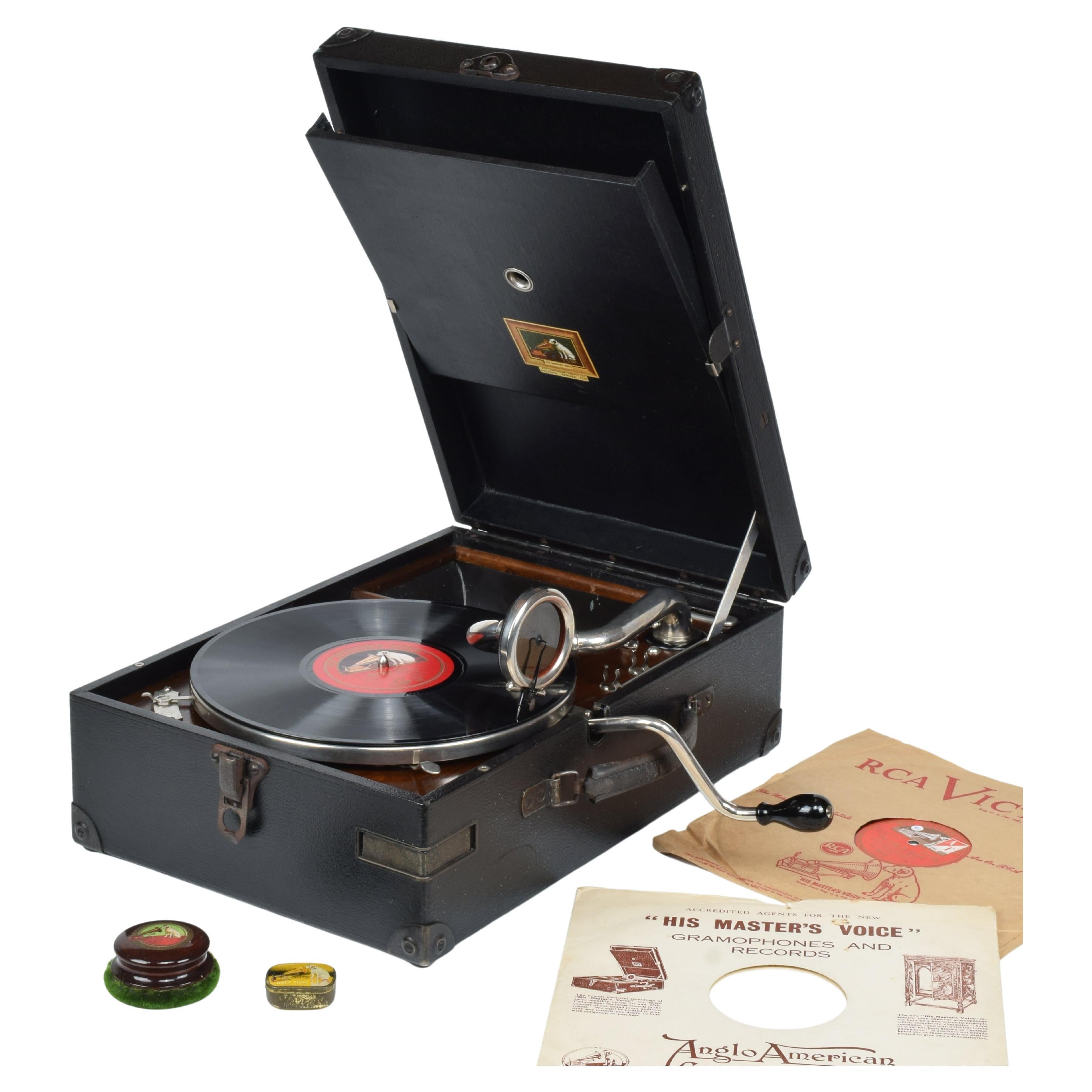 HMV Portable Gramophone 101 with Accessories & Records, Super Working Phonograph