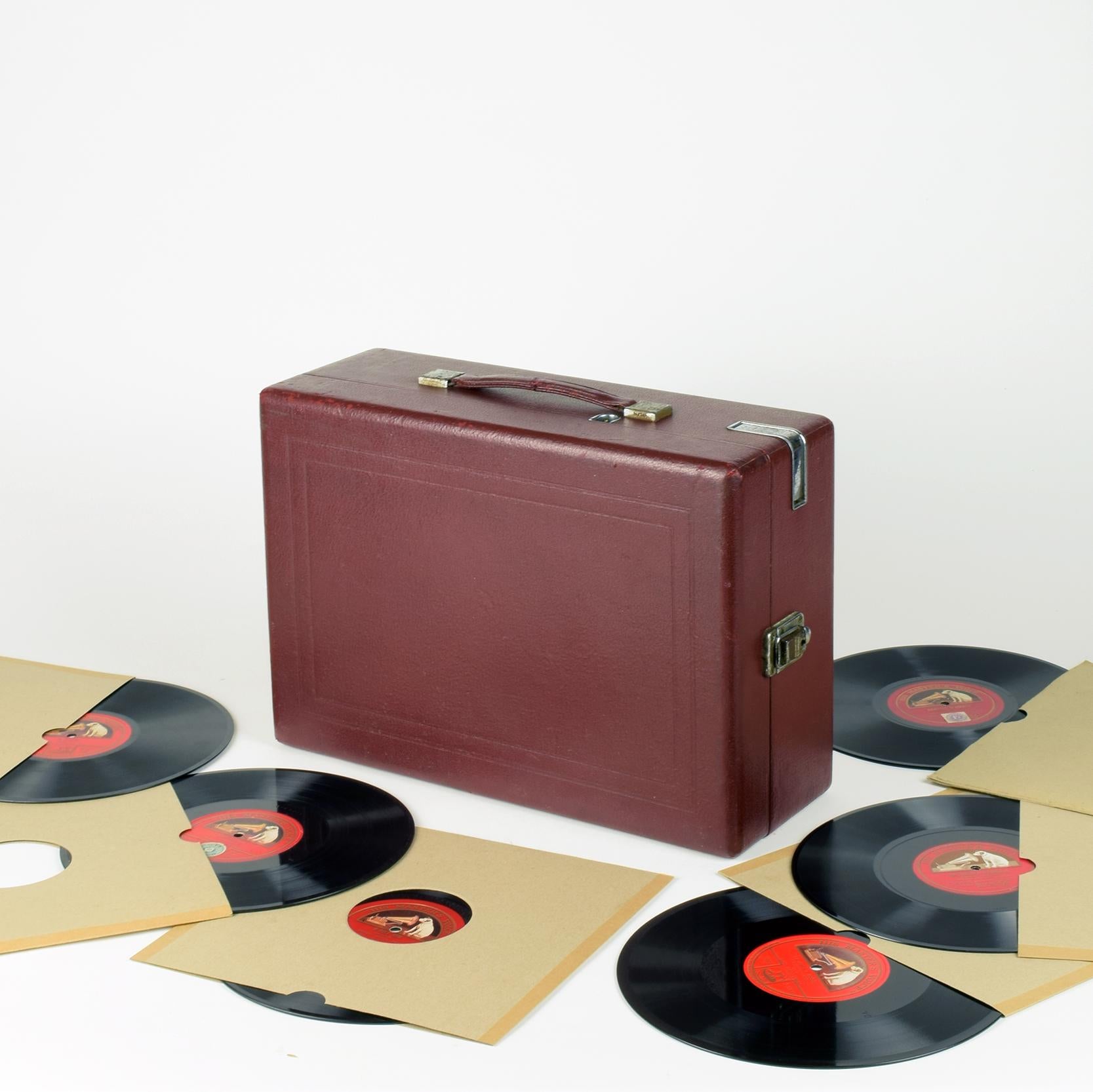 Hmv Portable Gramophone 102, Super Condition. Incl. Set 6 Caruso Records 6