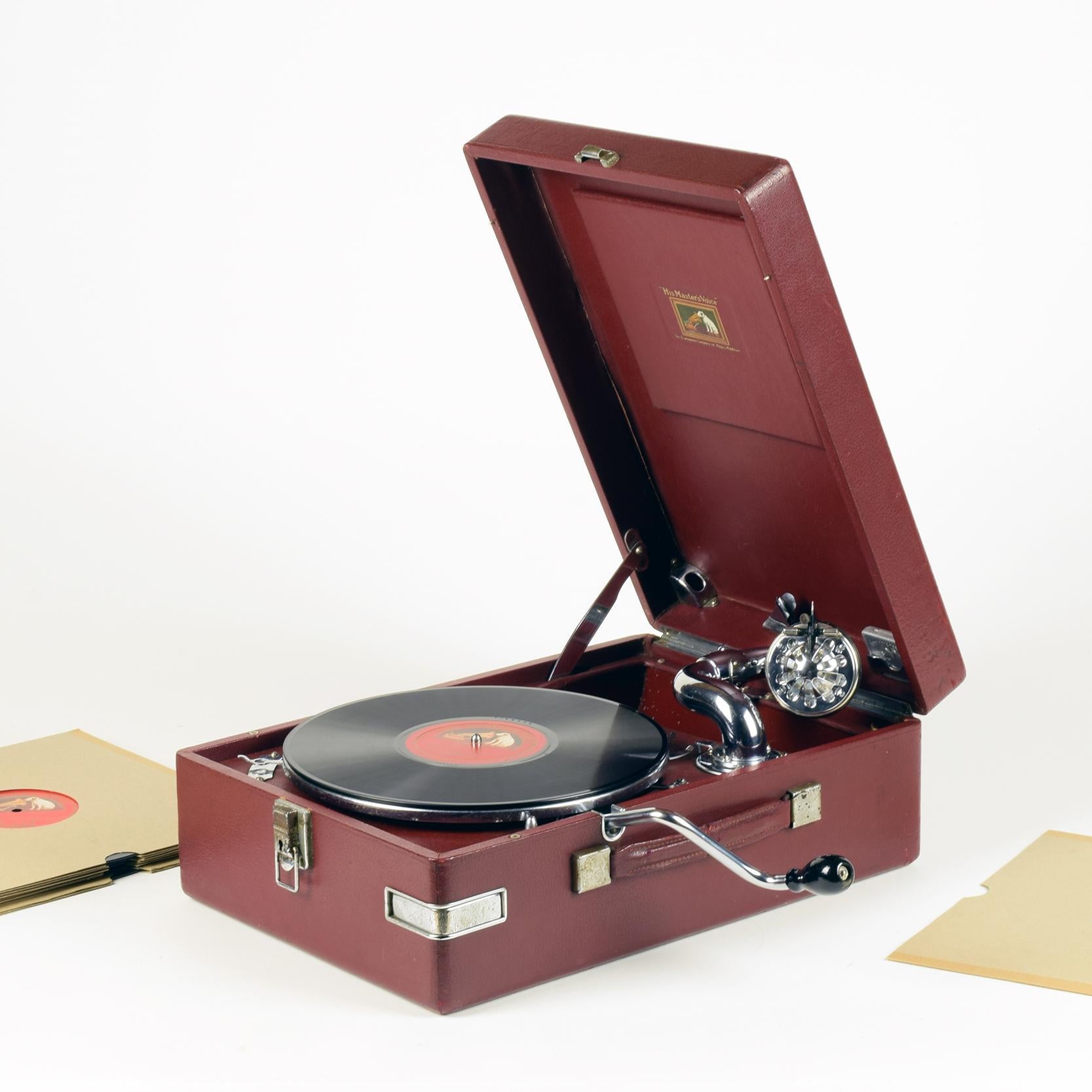 British Hmv Portable Gramophone 102, Super Condition. Incl. Set 6 Caruso Records