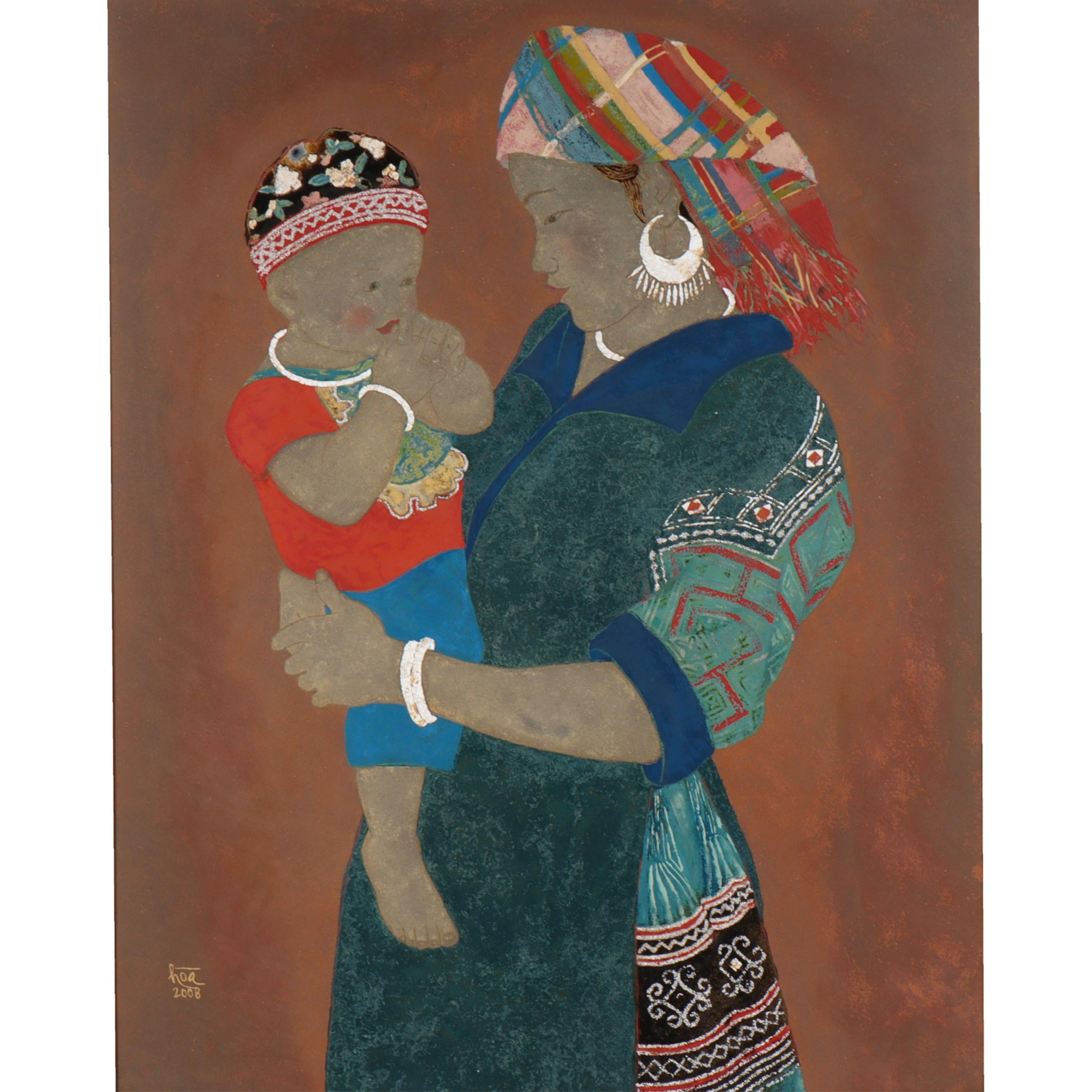 Madre e hijo - Figurative Photograph Negro de Hoa Nguyen Thi