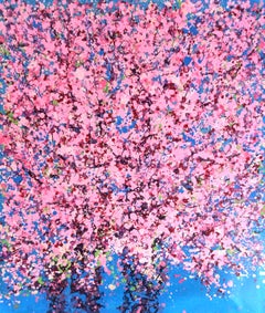 Peinture, acrylique sur toile, fleurs de cerisier