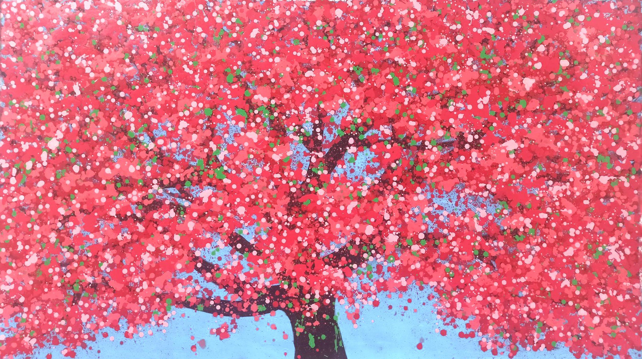 cherry blossom dot painting