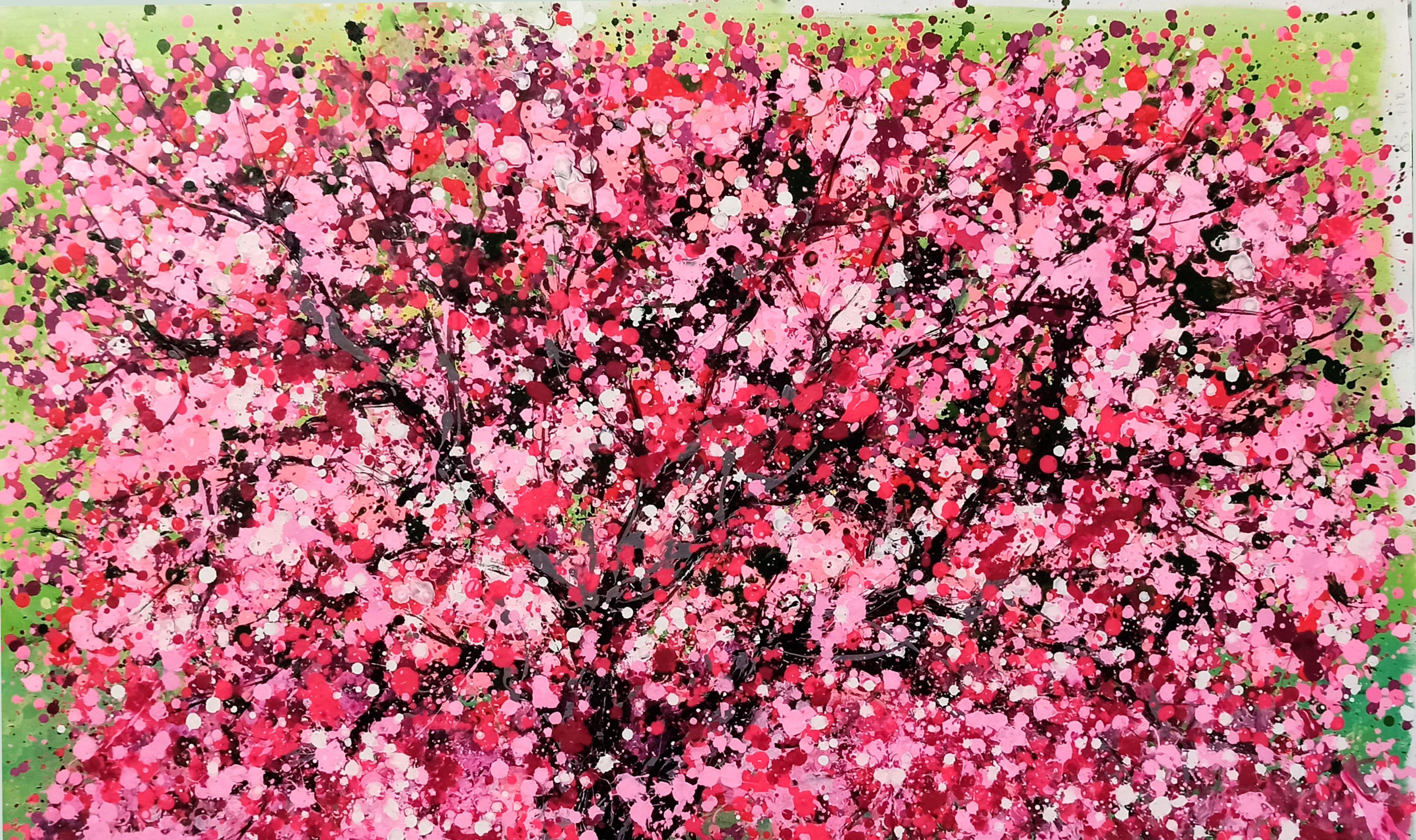 CHERRY BLOSSOM, Gemälde, Acryl auf Leinwand (Impressionismus), Painting, von Hoang Phuong