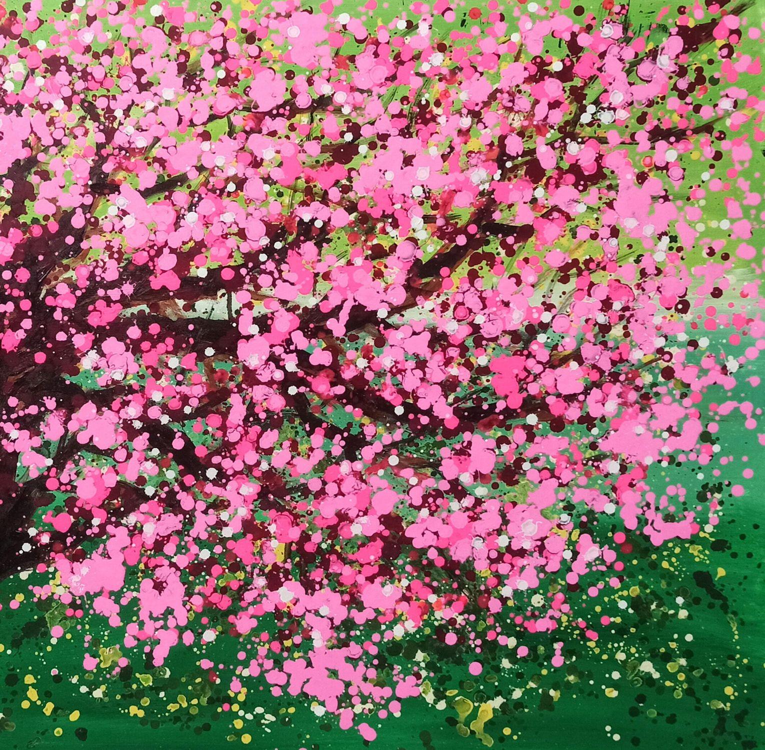 CHERRY BLOSSOM, Gemälde, Acryl auf Leinwand (Impressionismus), Painting, von Hoang Phuong