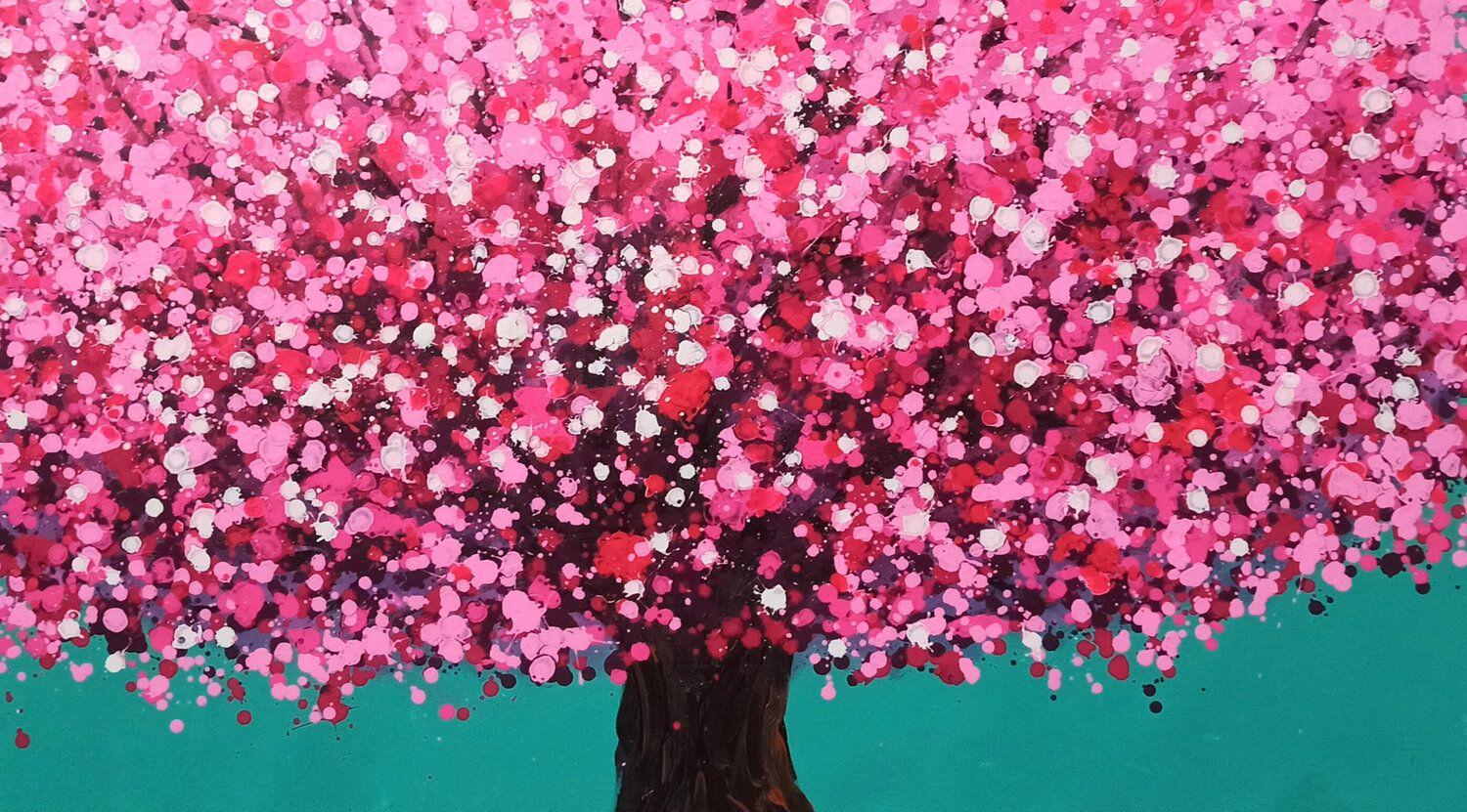 CHERRY BLOSSOM, Gemälde, Acryl auf Leinwand im Angebot 1