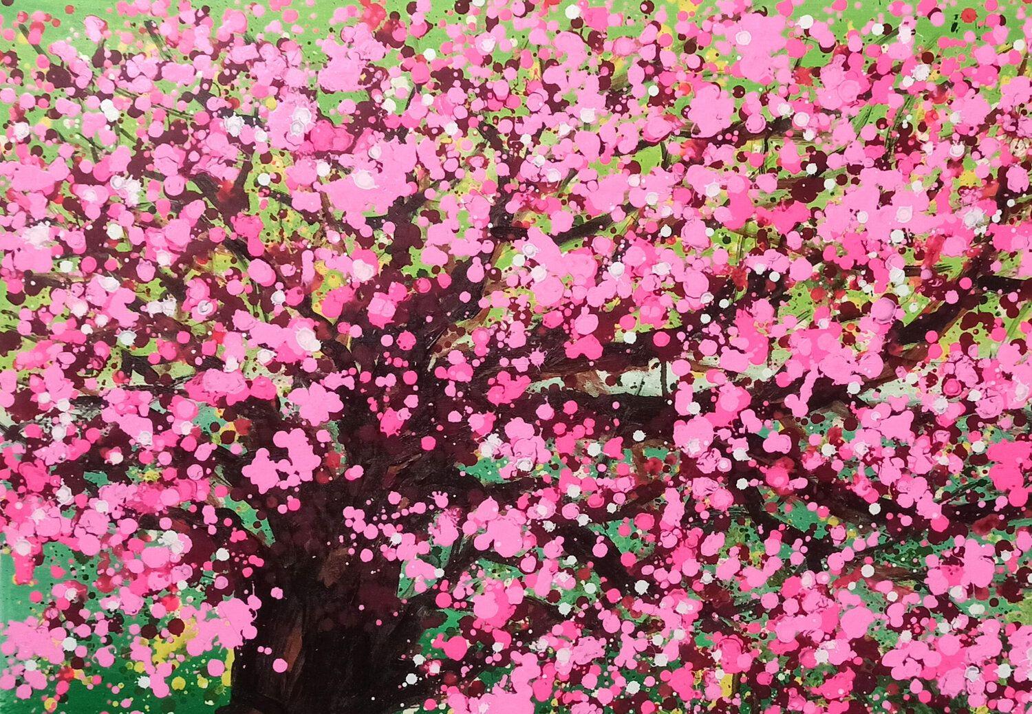 CHERRY BLOSSOM, Gemälde, Acryl auf Leinwand im Angebot 2