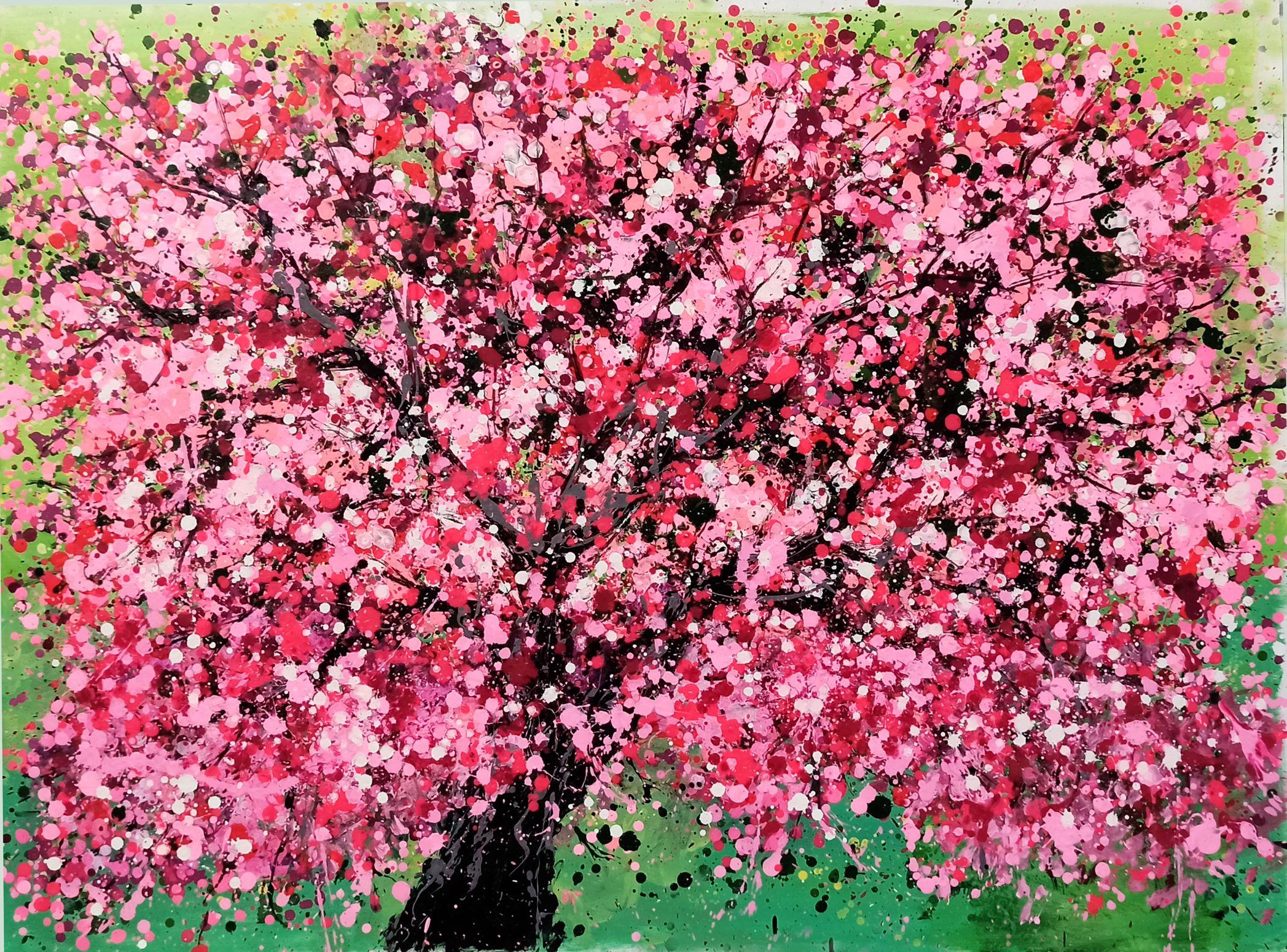 CHERRY BLOSSOM, Gemälde, Acryl auf Leinwand – Painting von Hoang Phuong
