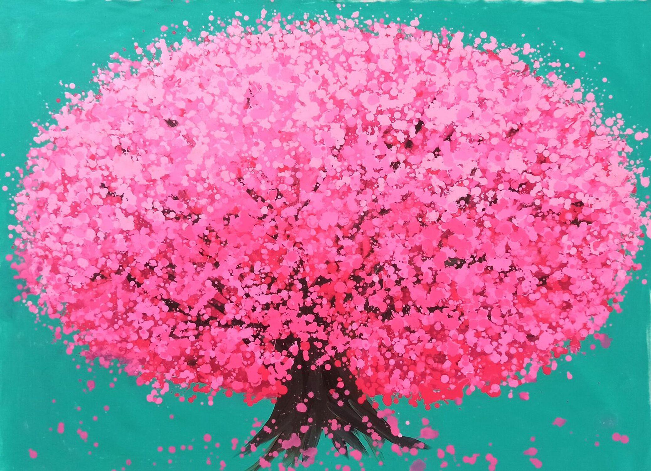 FIORE DI CILIEGIO, Pittura, Acrilico su tela - Painting di Hoang Phuong