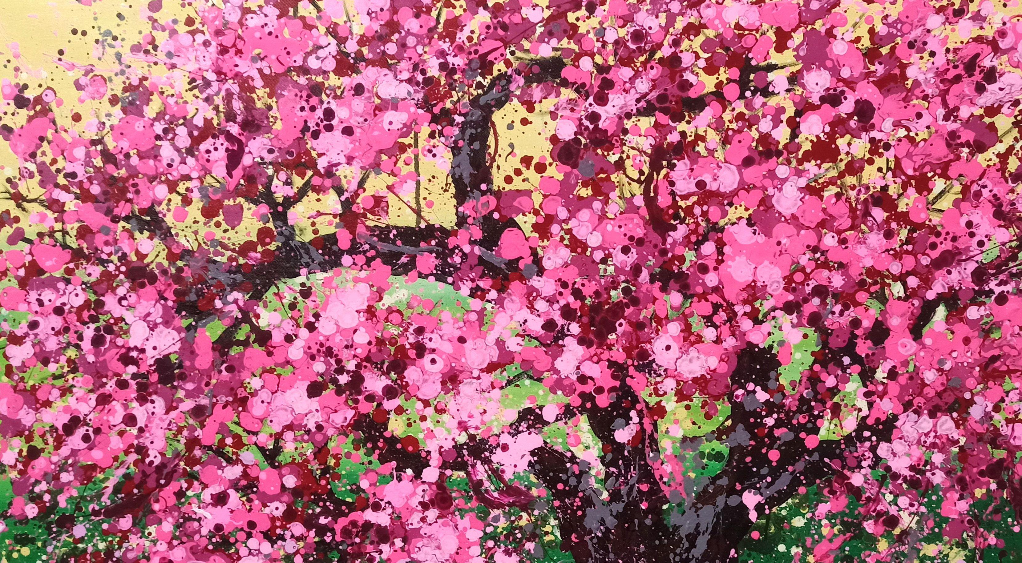 Fiori di ciliegio in fiore, Pittura, Acrilico su tela - Painting Impressionismo di Hoang Phuong