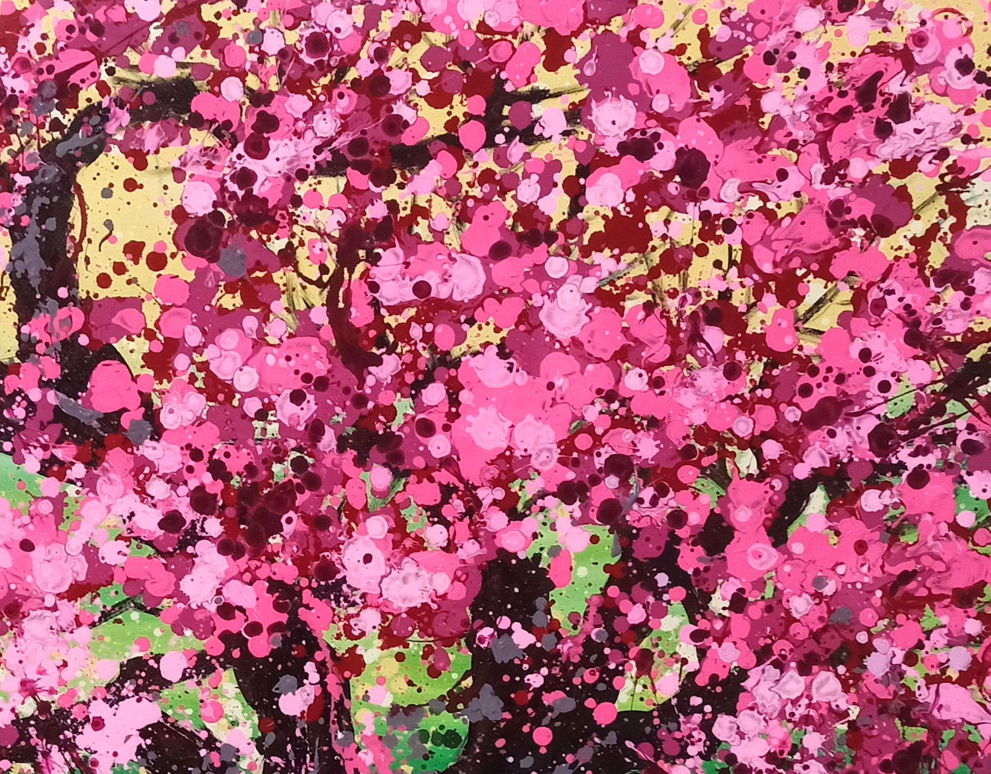 Fiori di ciliegio in fiore, Pittura, Acrilico su tela in vendita 1